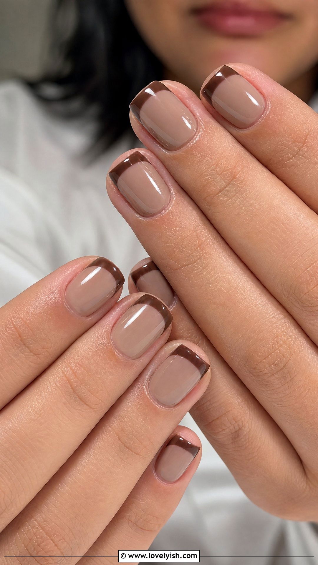Brown French Tip Short Nails - 50 short french tip nails - 50 short french tip nails