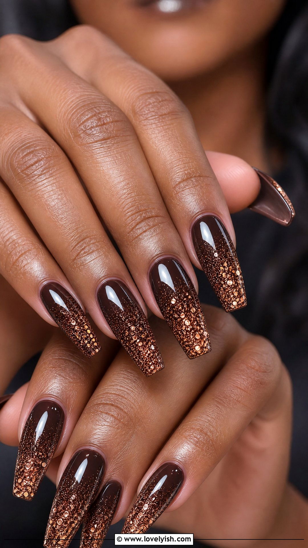 Brown Glitter Ombre Nails - 50 brown nails - 50 brown nails