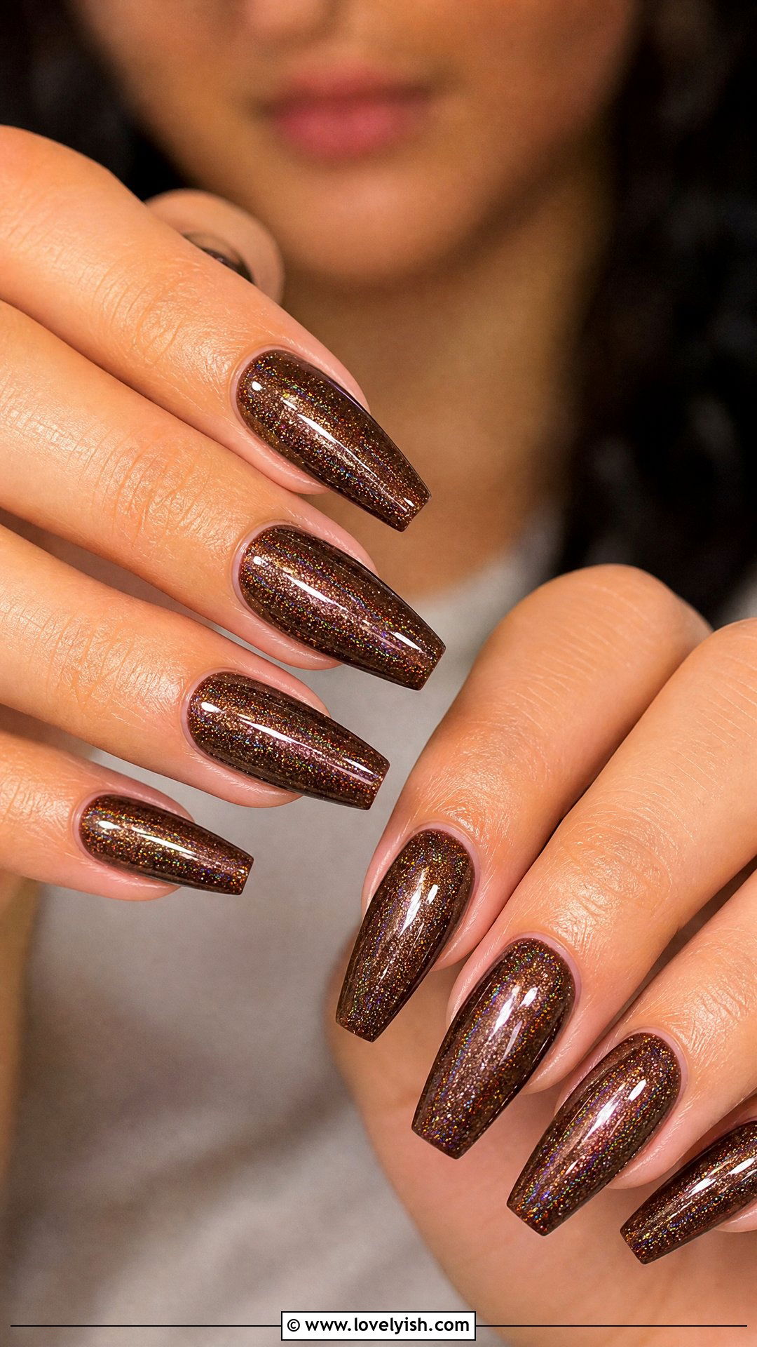 Brown Holographic Nails - 50 brown nails - 50 brown nails