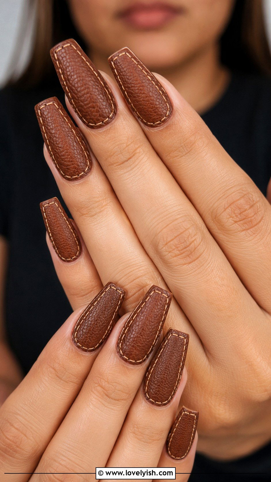 Brown Leather Texture Nails - 50 western nail designs - 50 western nail designs