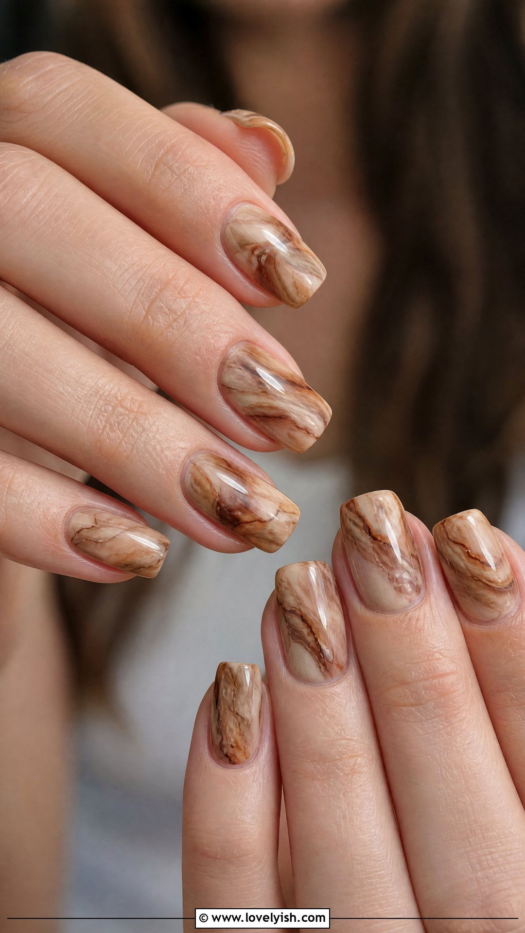 Brown Marble Nails - 25 brown nail designs - 25 brown nail designs