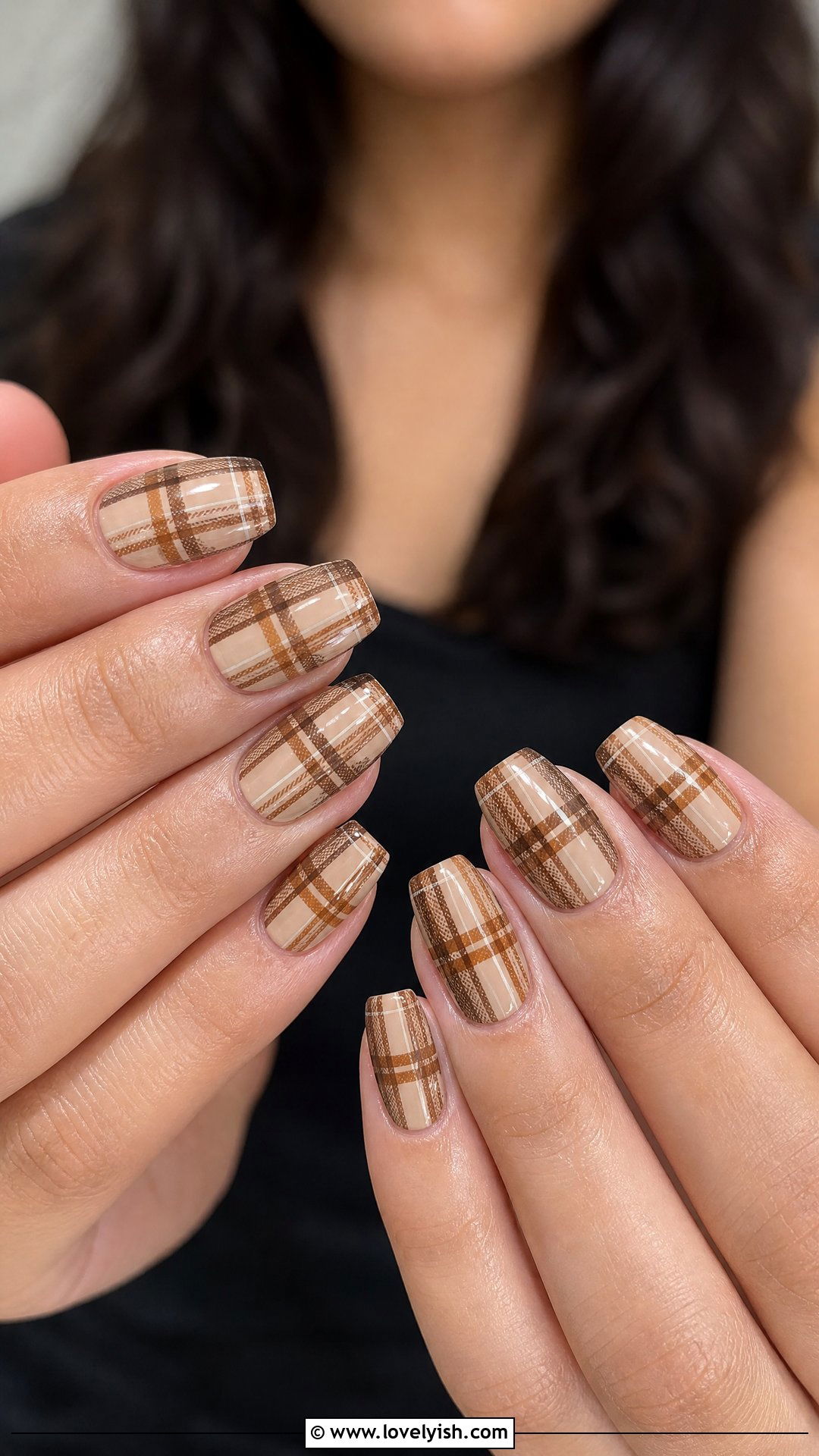 Brown Plaid Nails - 50 brown nails - 50 brown nails