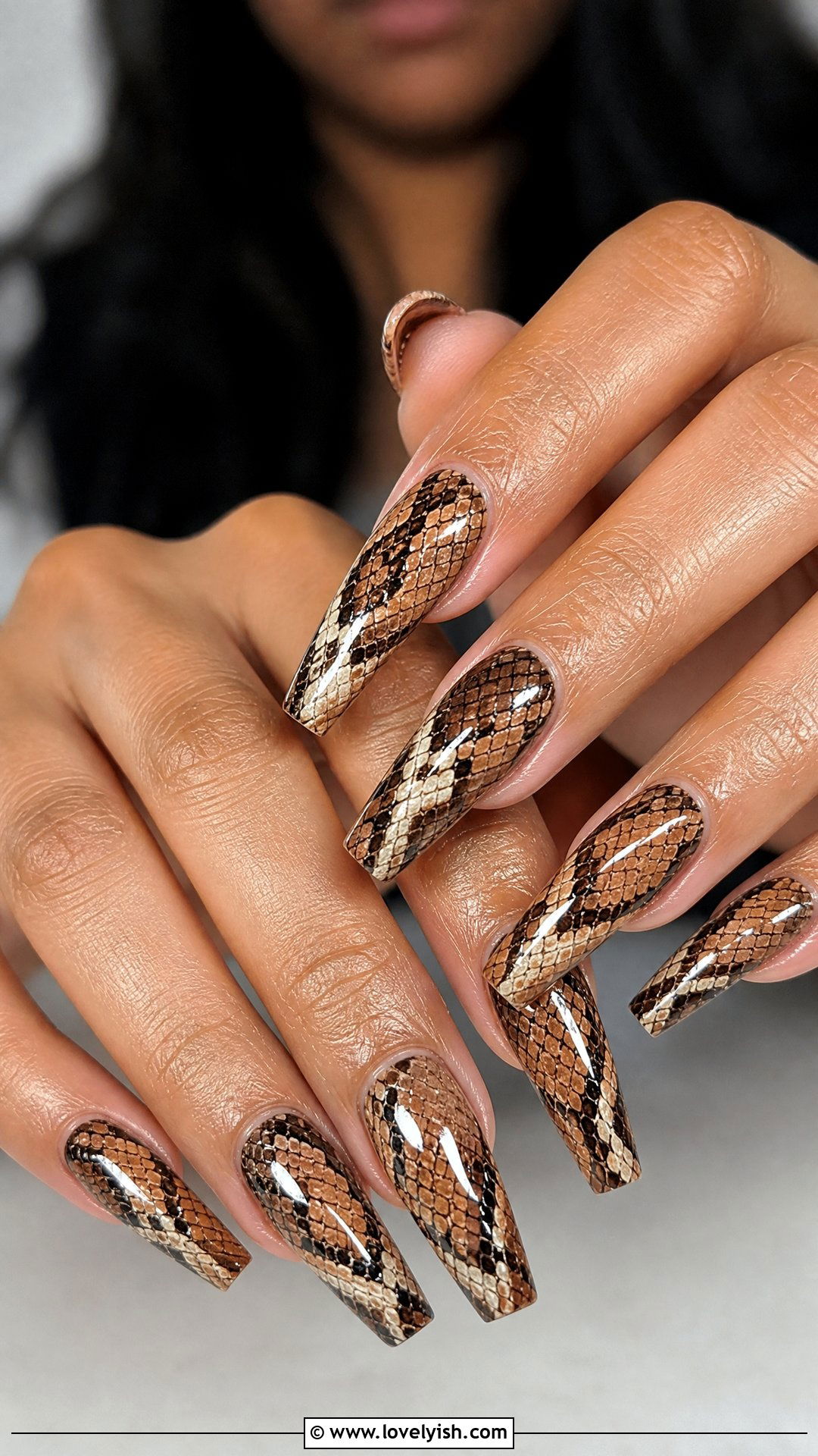 Brown Snakeskin Nails - 50 brown nails - 50 brown nails
