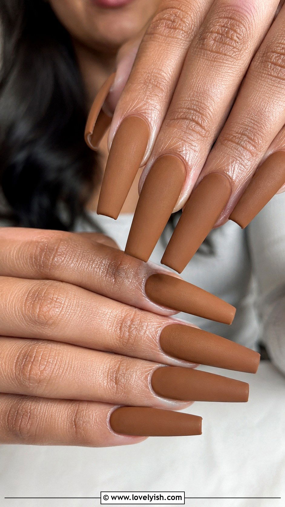 Brown Sugar Matte Coffin Nails - 50 unique nail designs - 50 unique nail designs