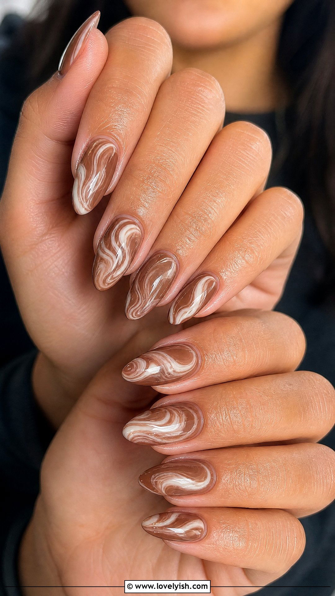 Brown and Cream Swirl Nails - 50 brown nails - 50 brown nails
