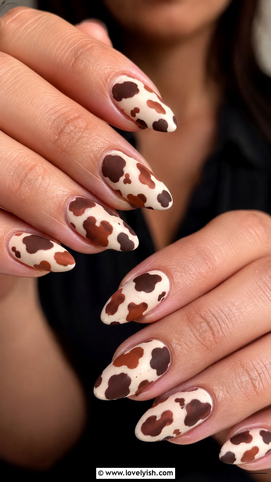 Brown and Rust Cow Print Nails - 50 western nail designs - 50 western nail designs