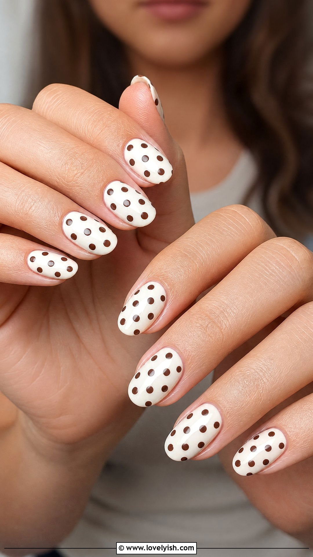 Brown and White Polka Dot Nails - 25 brown nail designs - 25 brown nail designs