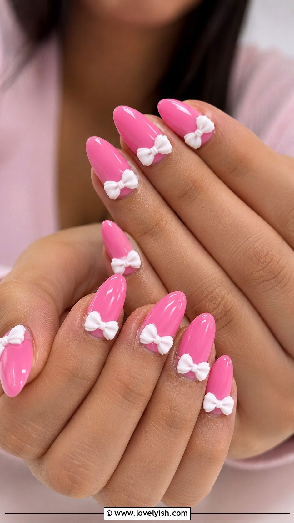 Bubblegum Pink Acrylic Nails With Bows - 33 acrylic nail ideas - 33 acrylic nail ideas