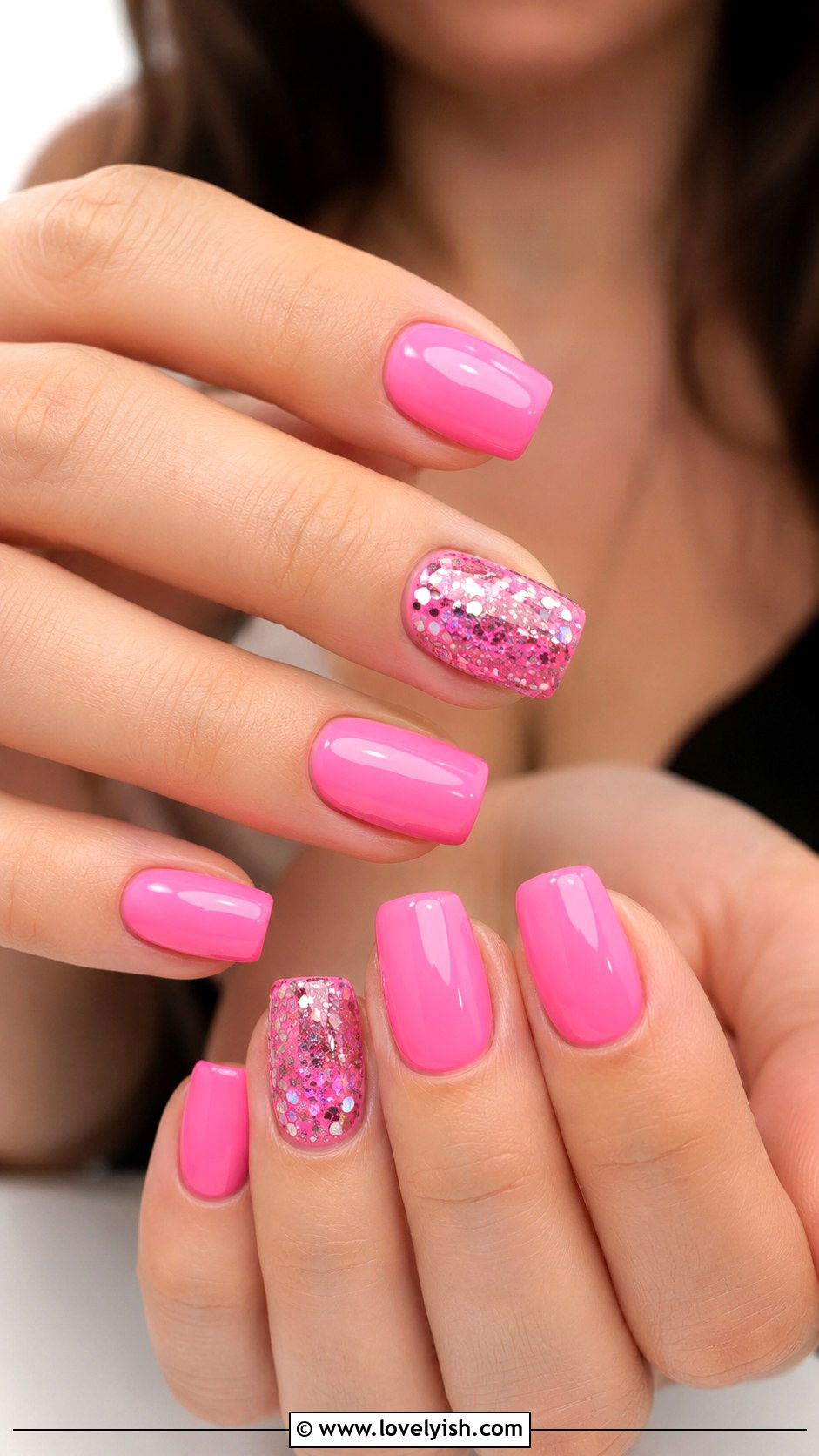 Bubblegum Pink Glitter Nails - 50 glitter nails - 50 glitter nails