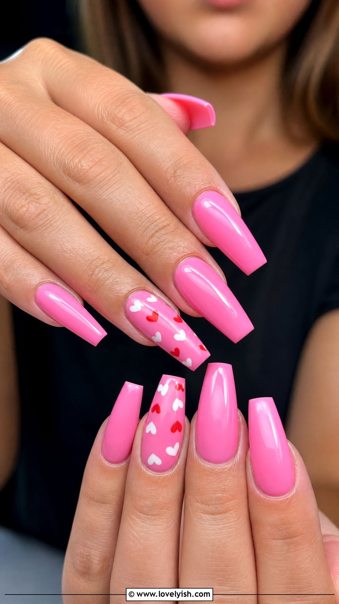 Bubblegum Pink Heart Coffin Nails - 50 coffin nails - 50 coffin nails