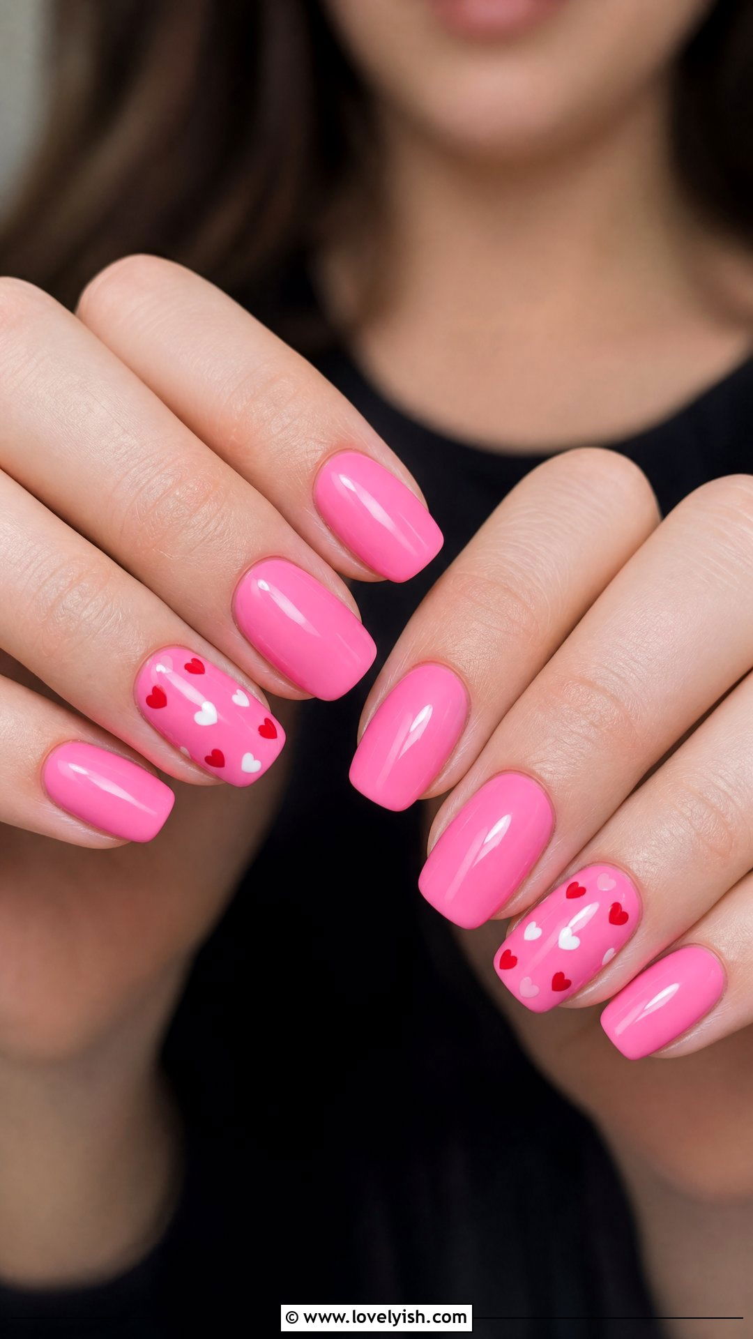 Bubblegum Pink Hearts Nails - 50 medium nails - 50 medium nails