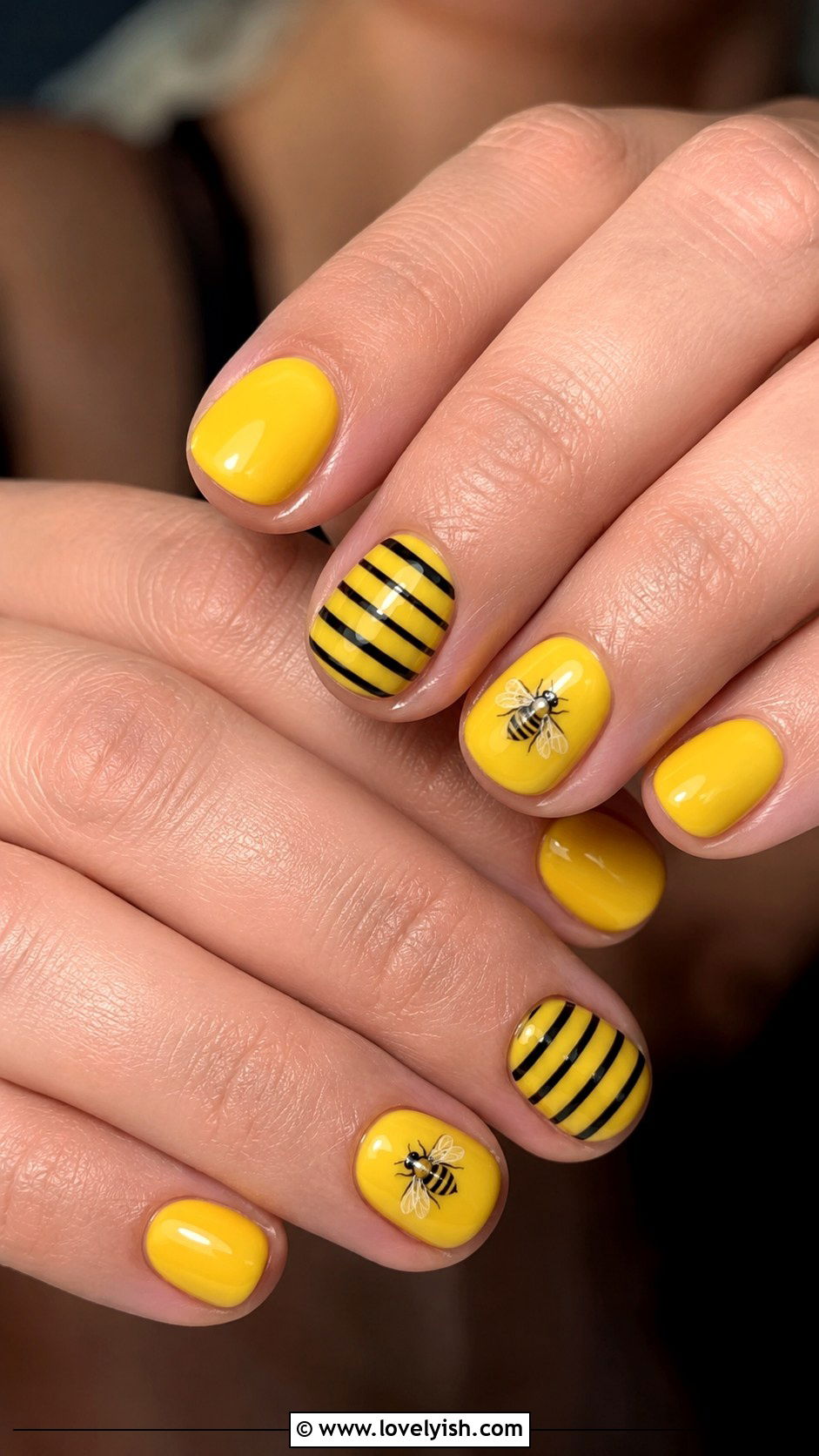Bumblebee Yellow And Black Nails - 50 may nails - 50 may nails