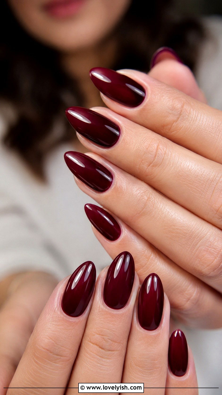 Burgundy Almond Nails - 38 classy nail designs - 38 classy nail designs