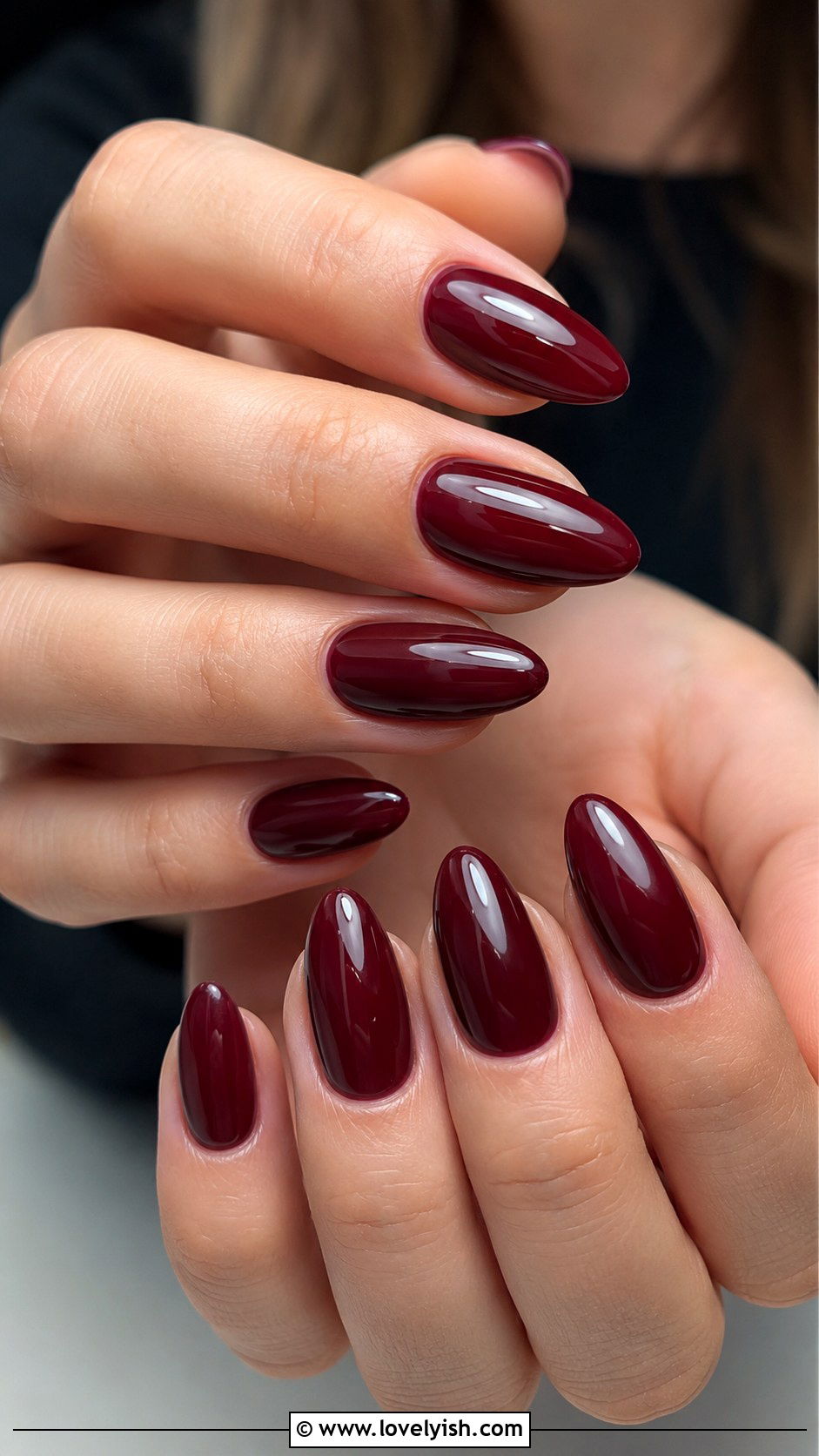 Burgundy Almond Nails - 34 nail design art ideas - 34 nail design art ideas