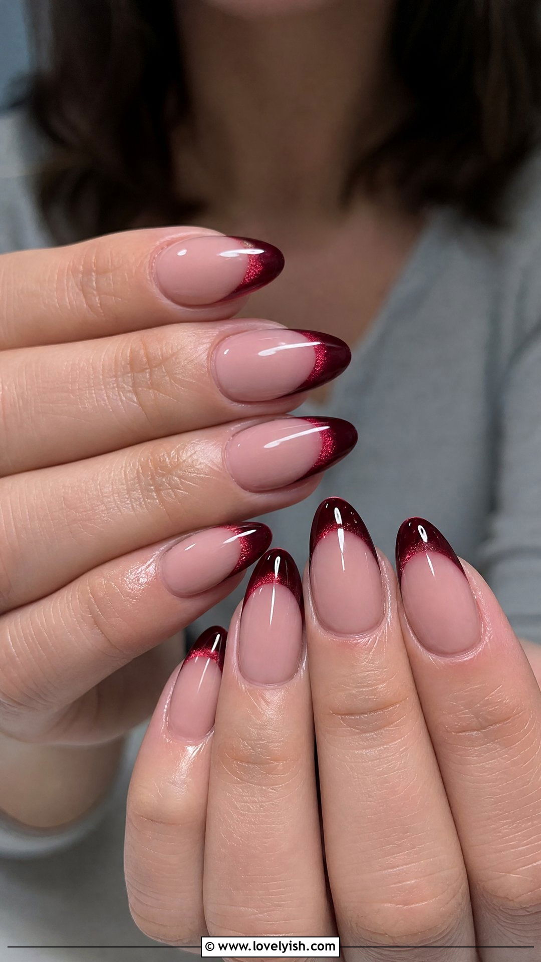 Burgundy Cat Eye French Tip Nails - 25 cat eye nails design ideas - 25 cat eye nails design ideas