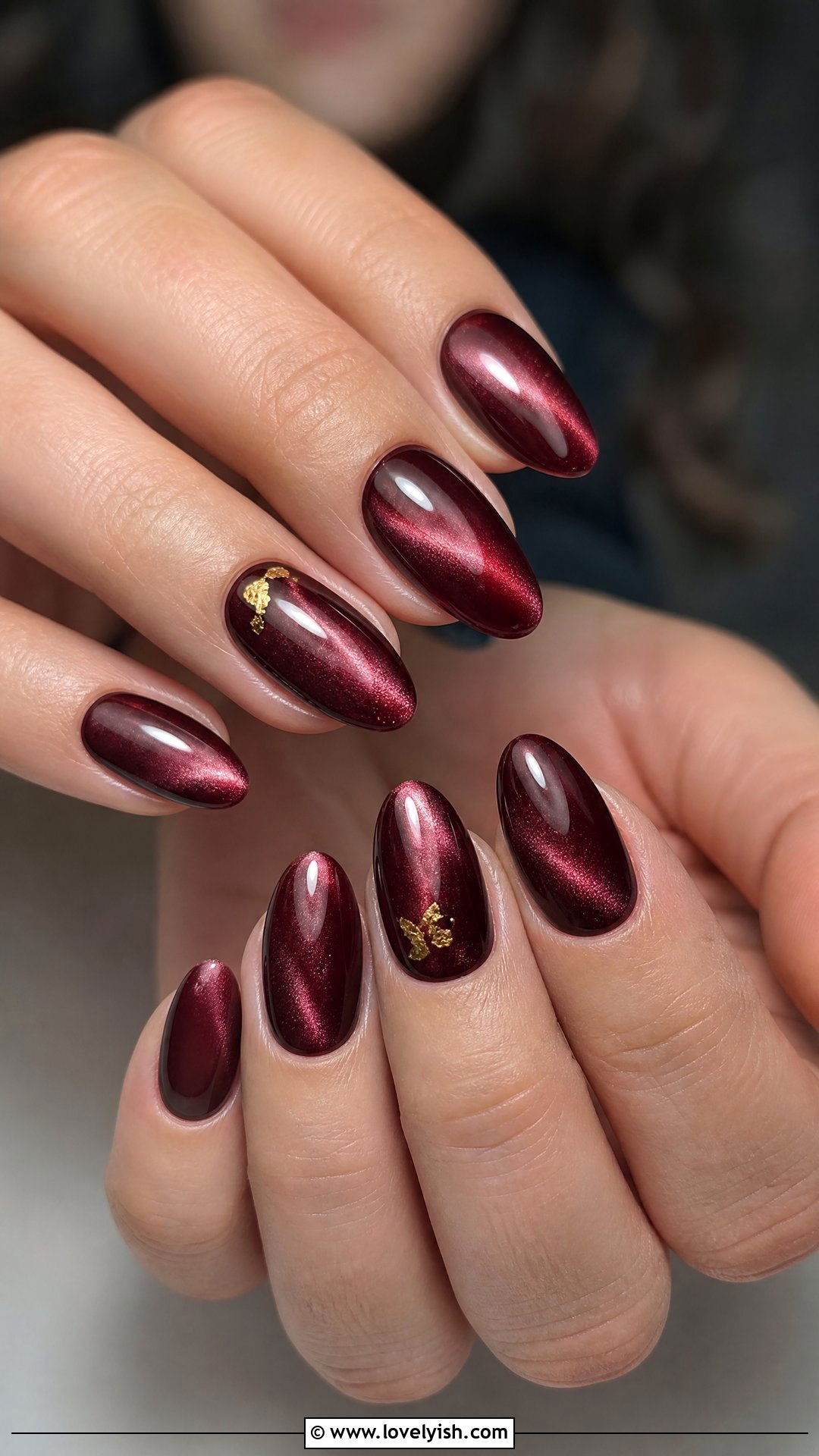 Burgundy Cat Eye Nails - 50 cateye nail designs - 50 cateye nail designs