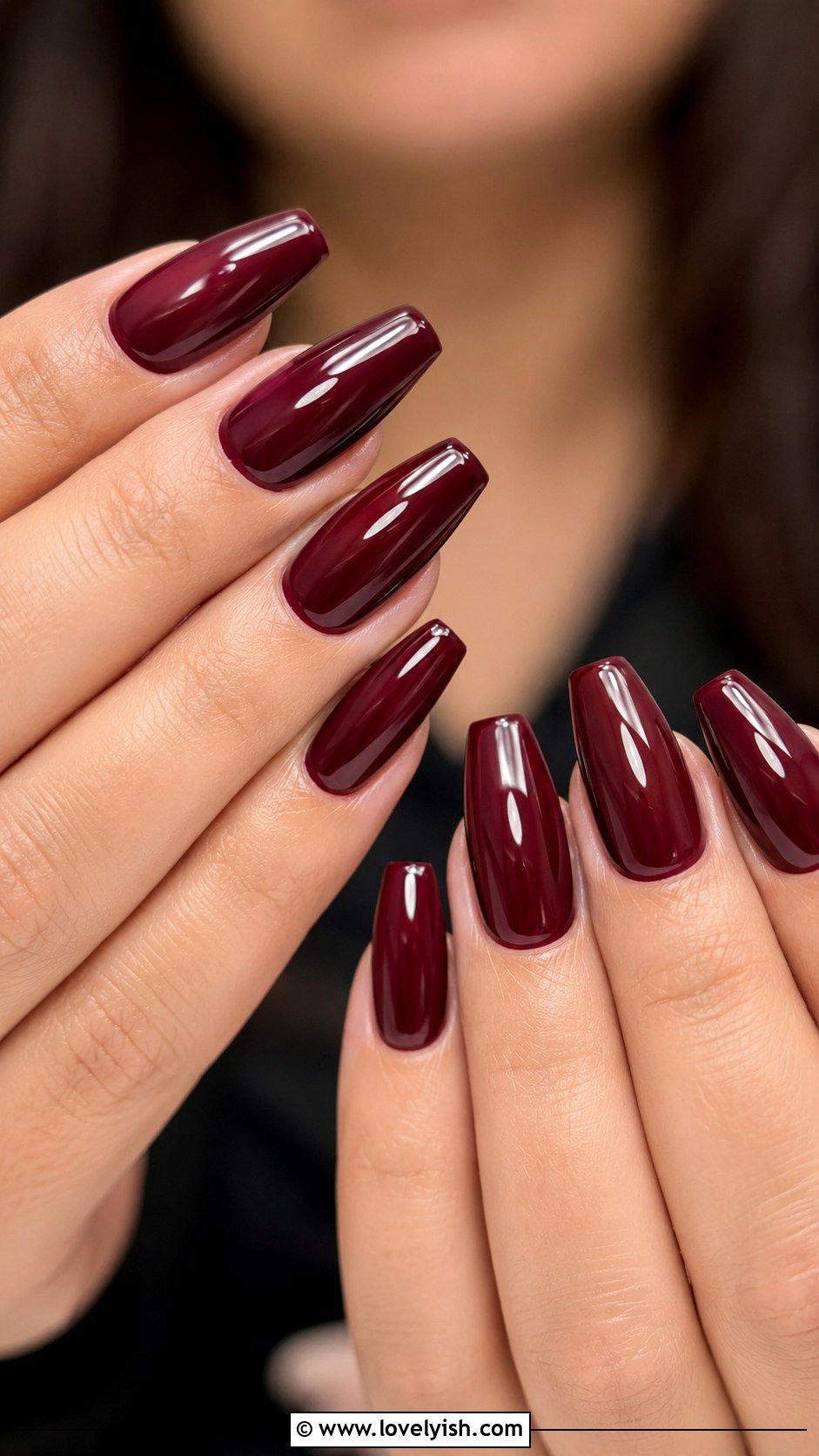 Burgundy Coffin Nail Extensions - 48 nail extensions - 48 nail extensions