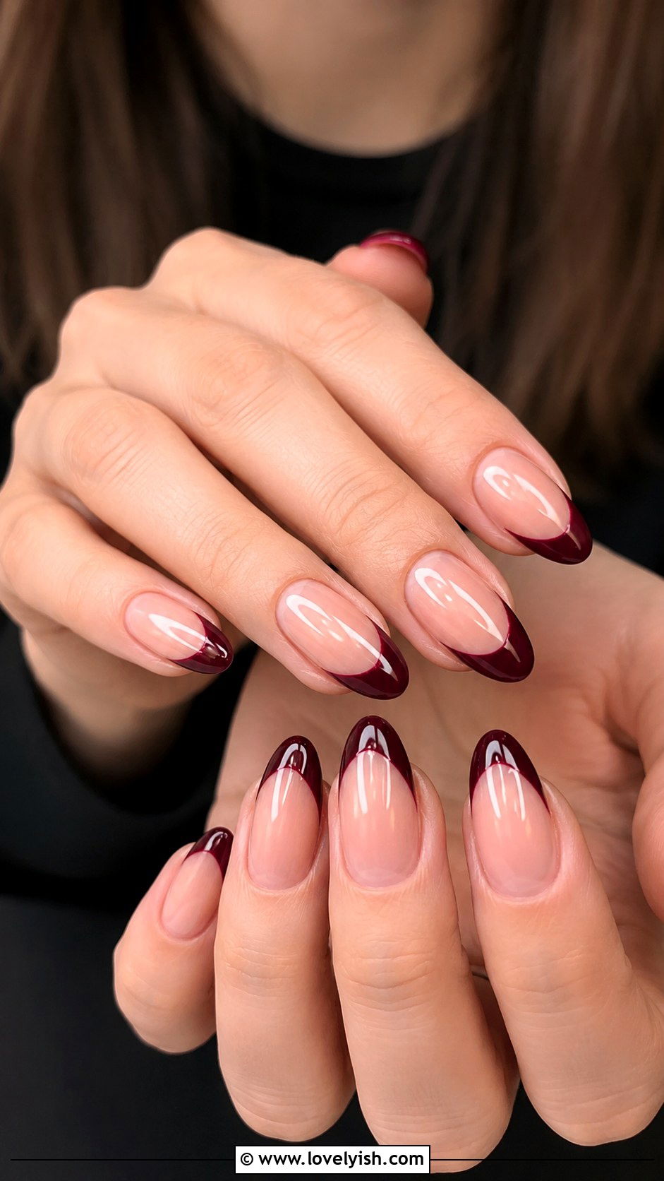 Burgundy French Tip Nails - 25 elegant nail designs - 25 elegant nail designs
