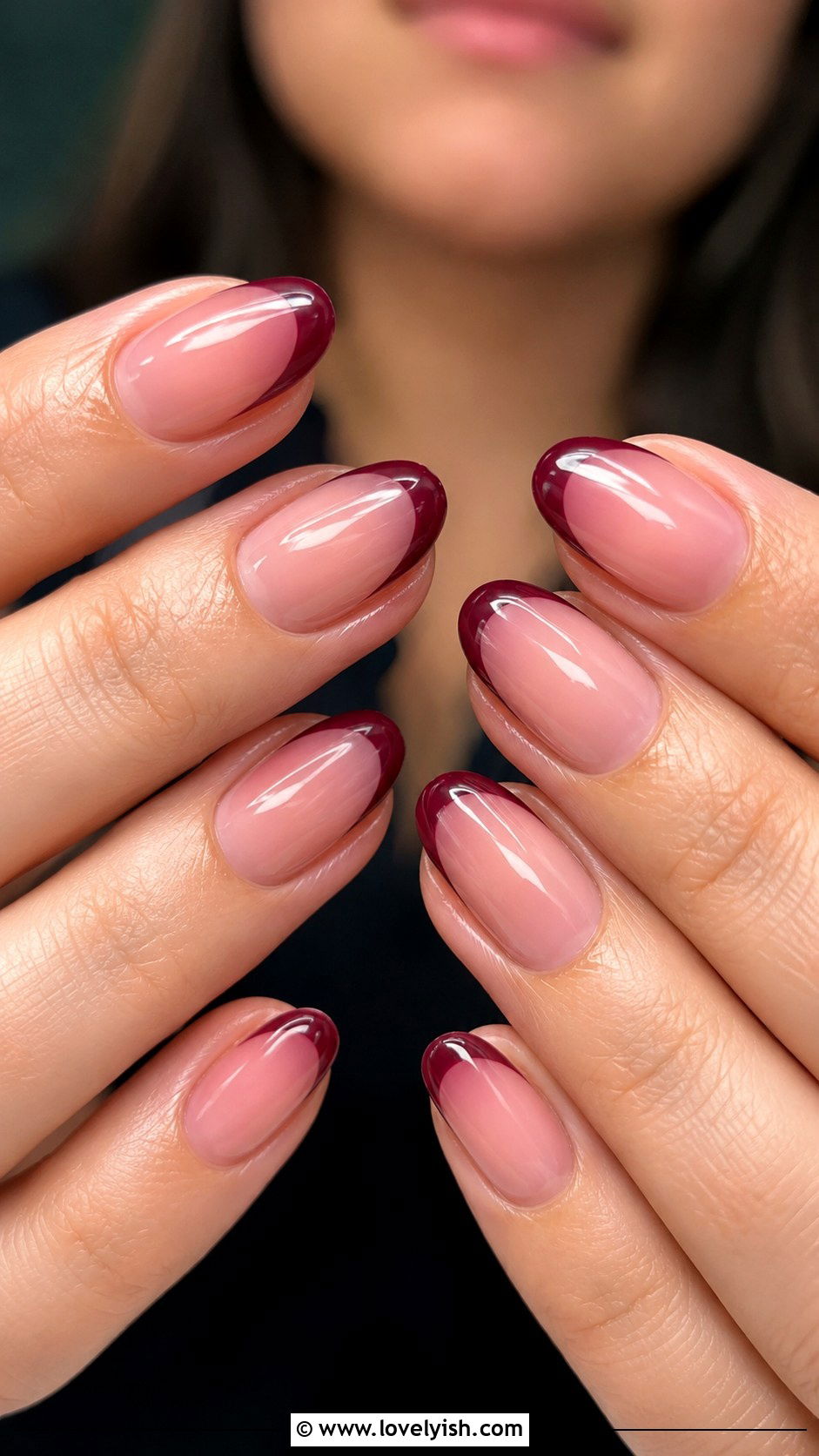 Burgundy French Tip Nails - 42 french nail designs - 42 french nail designs