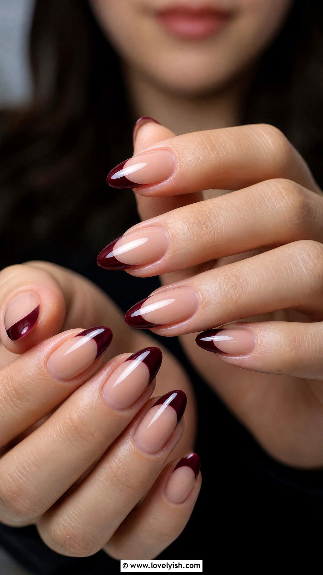 Burgundy French Tip Nails - 50 classic nail designs - 50 classic nail designs