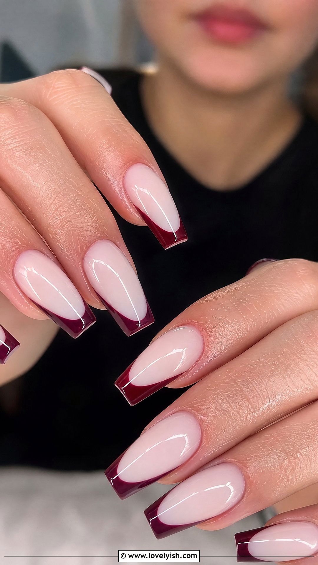 Burgundy French Tip Nails - 50 colored french tip nails - 50 colored french tip nails