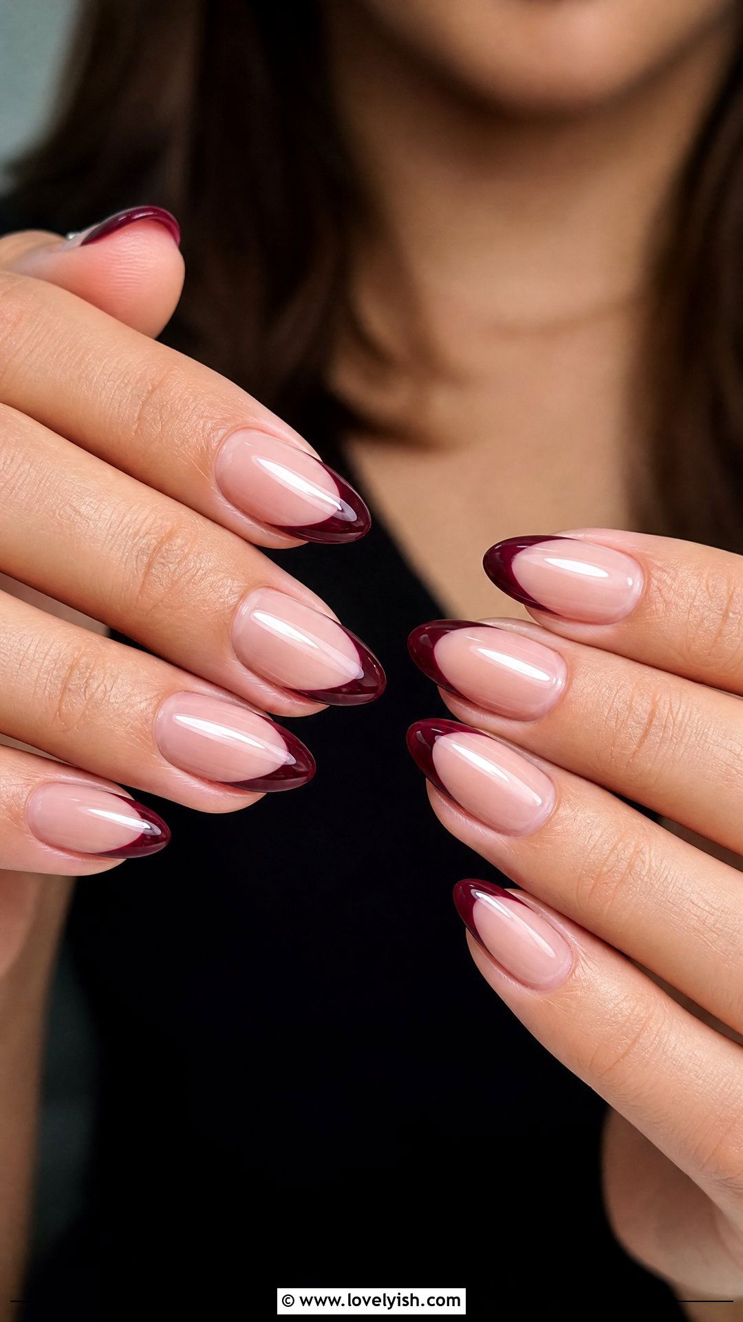 Burgundy French Tip Nails - 25 burgundy nail designs - 25 burgundy nail designs