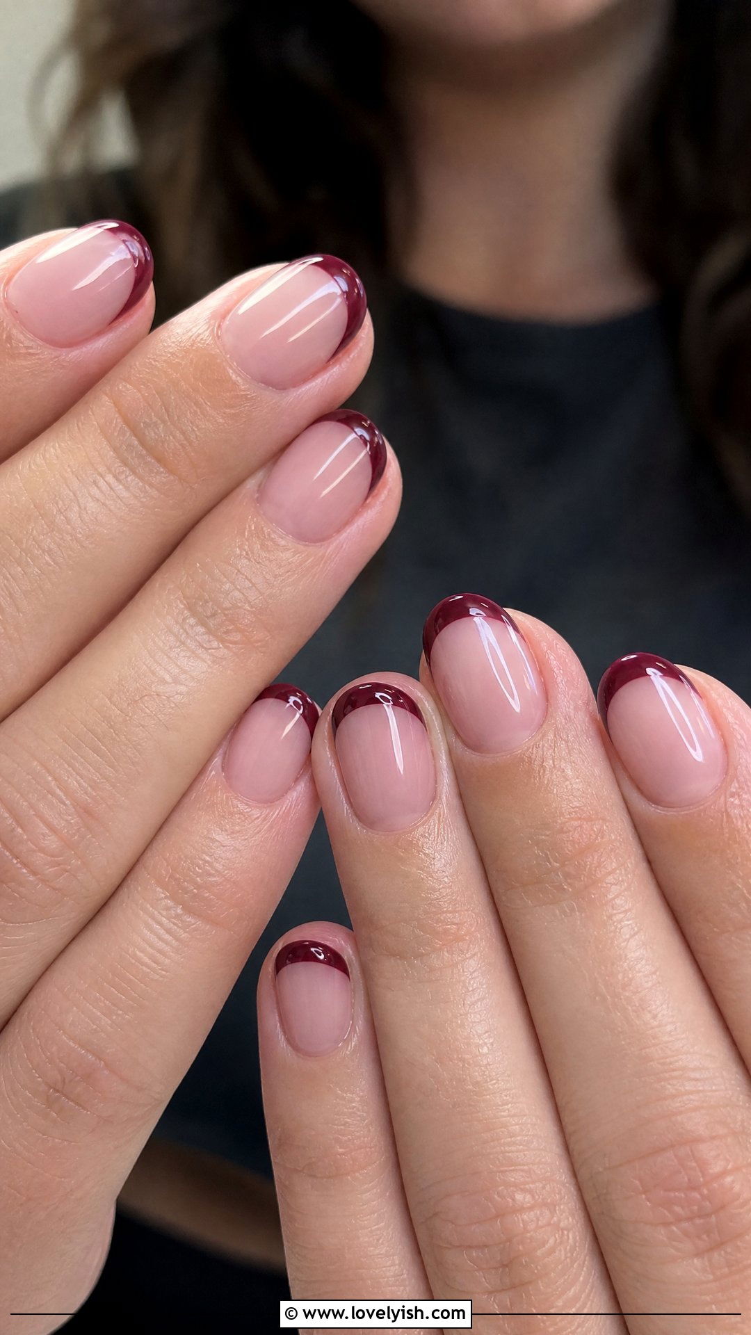 Burgundy French Tip Short Nails - 50 short french tip nails - 50 short french tip nails