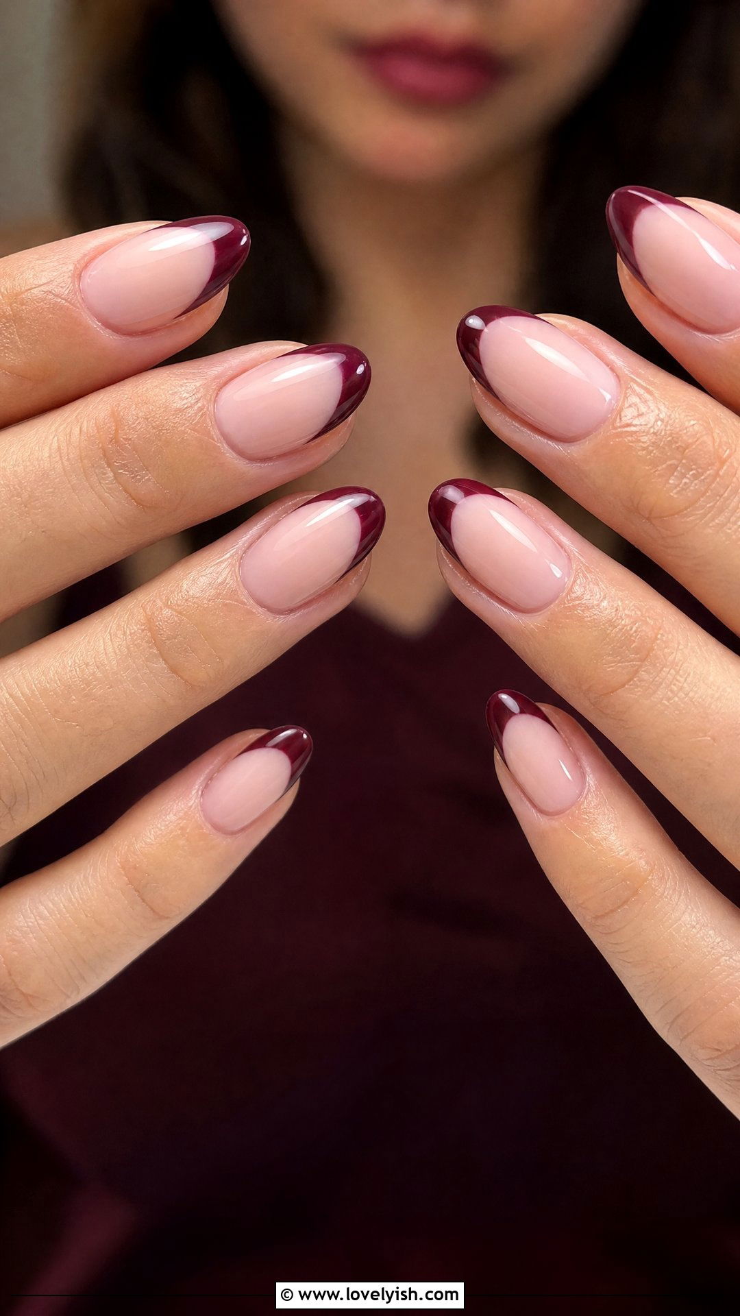 Burgundy French Tip - 50 cute french tip nail designs - 50 cute french tip nail designs