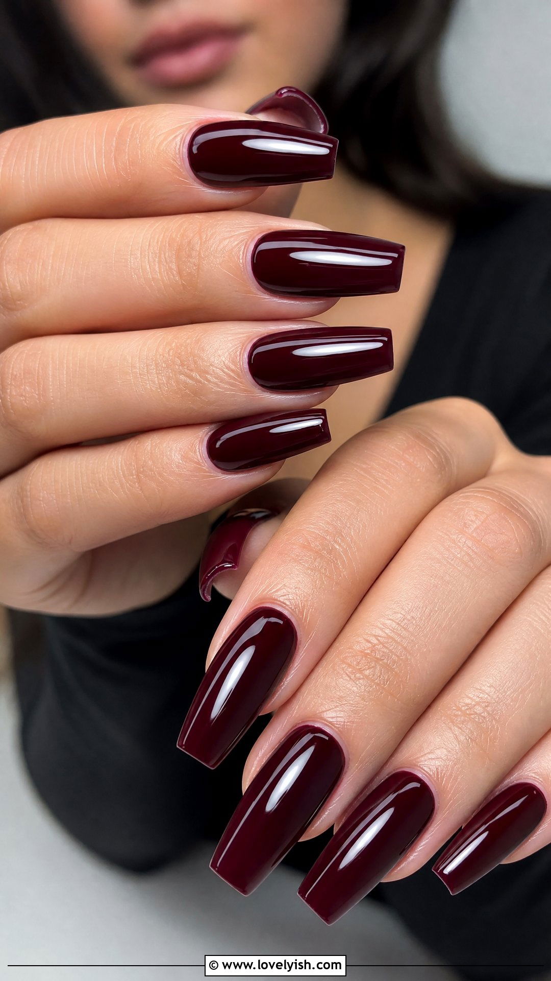 Burgundy Glossy Nails - 38 simple nail art designs - 38 simple nail art designs
