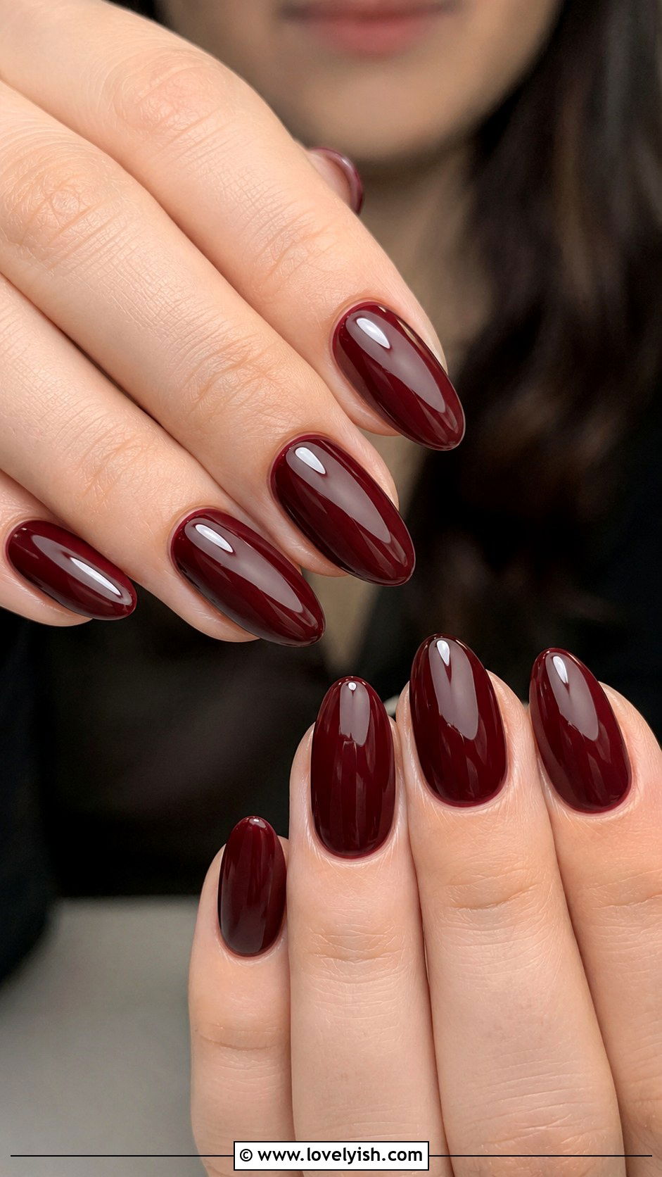 Burgundy Glossy Nails - 50 pretty nails - 50 pretty nails