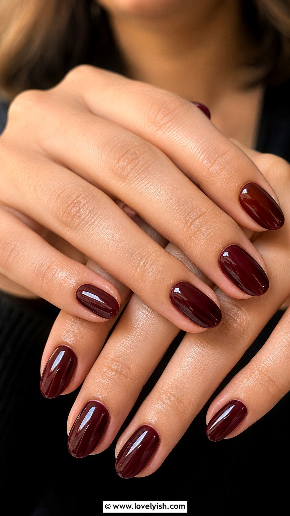 Burgundy Glossy Nails - 50 quick nail designs - 50 quick nail designs