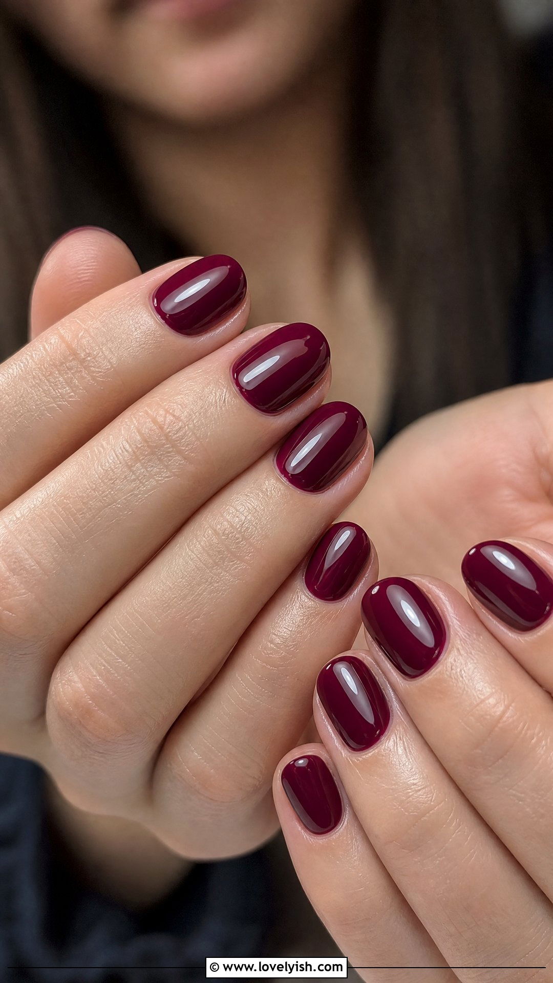 Burgundy Glossy Short Oval Nails - 50 short oval nails - 50 short oval nails