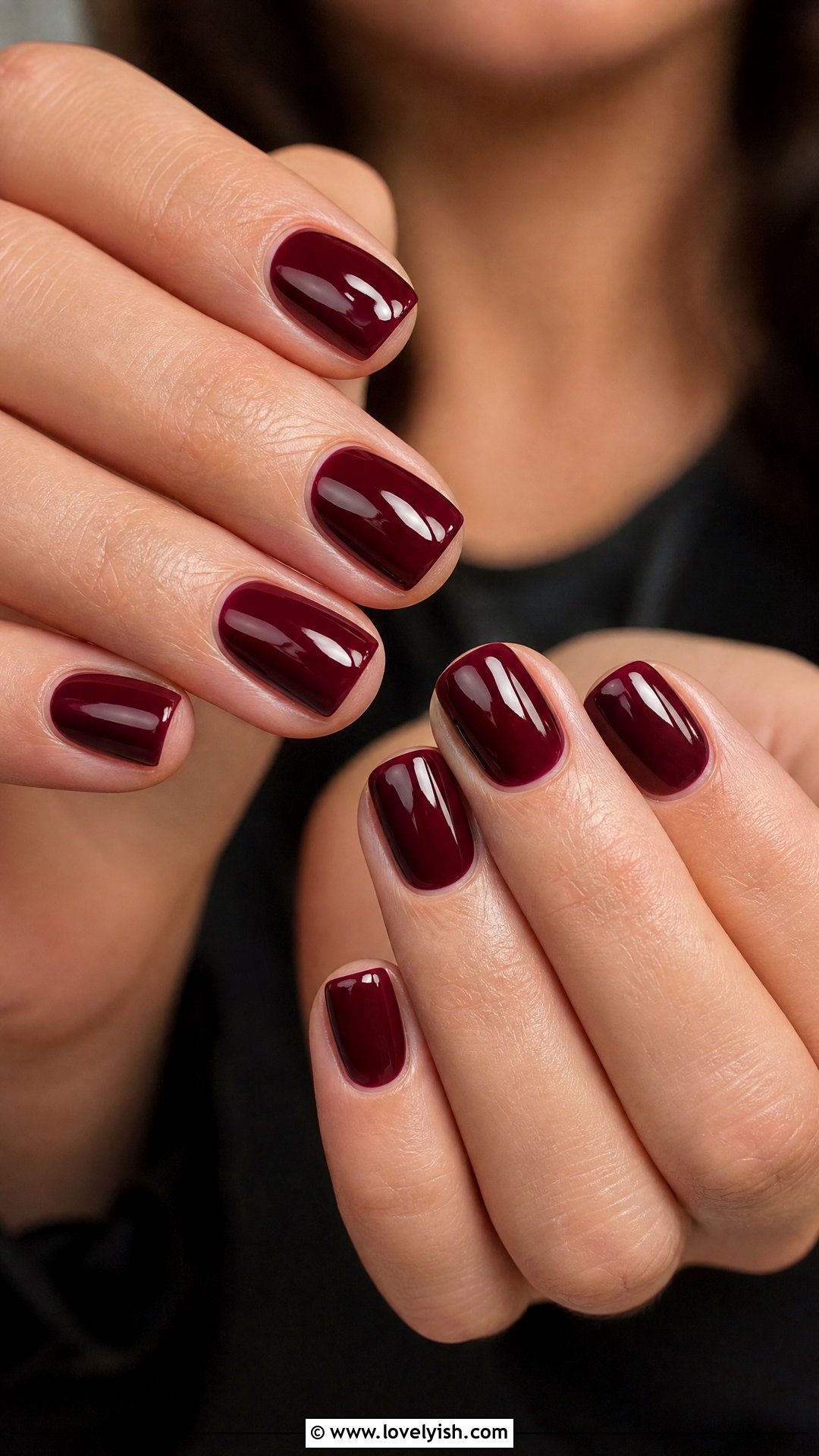 Burgundy Glossy Short Square Nails - 50 short square nails - 50 short square nails