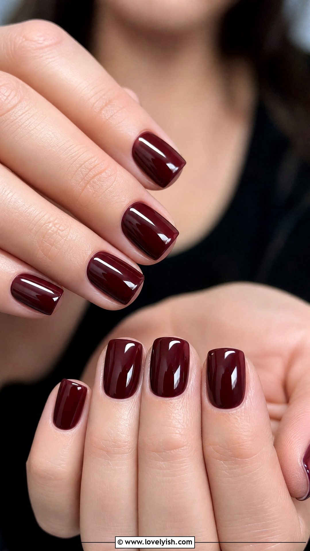 Burgundy Glossy Square Nails - 50 classy nails - 50 classy nails