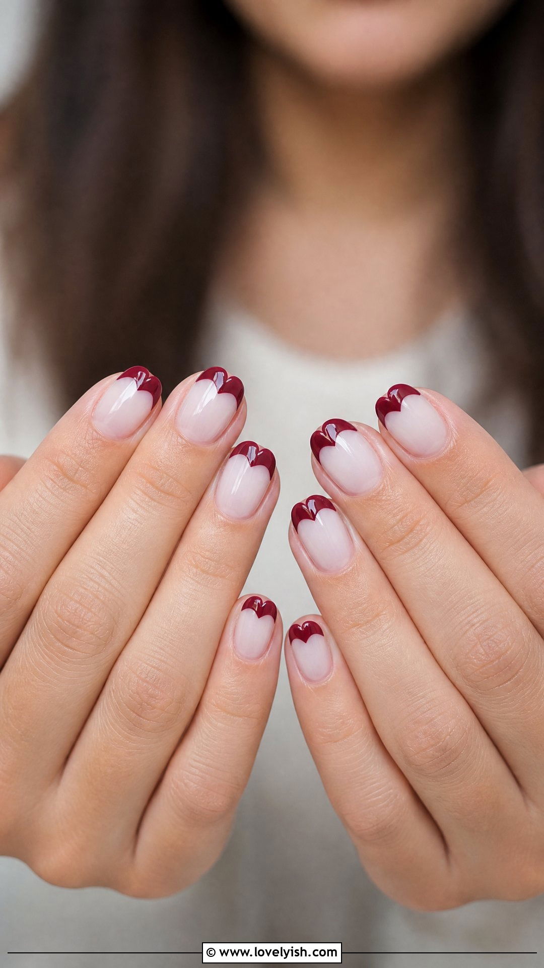 Burgundy Heart Tip Nails - 25 burgundy nail designs - 25 burgundy nail designs