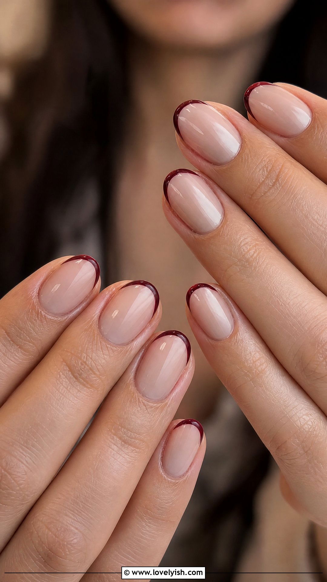 Burgundy Micro French Tips - 50 minimalist french tips - 50 minimalist french tips