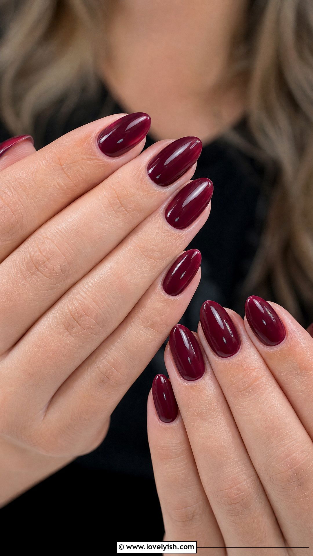 Burgundy Polygel Almond Nails - 50 polygel nails - 50 polygel nails