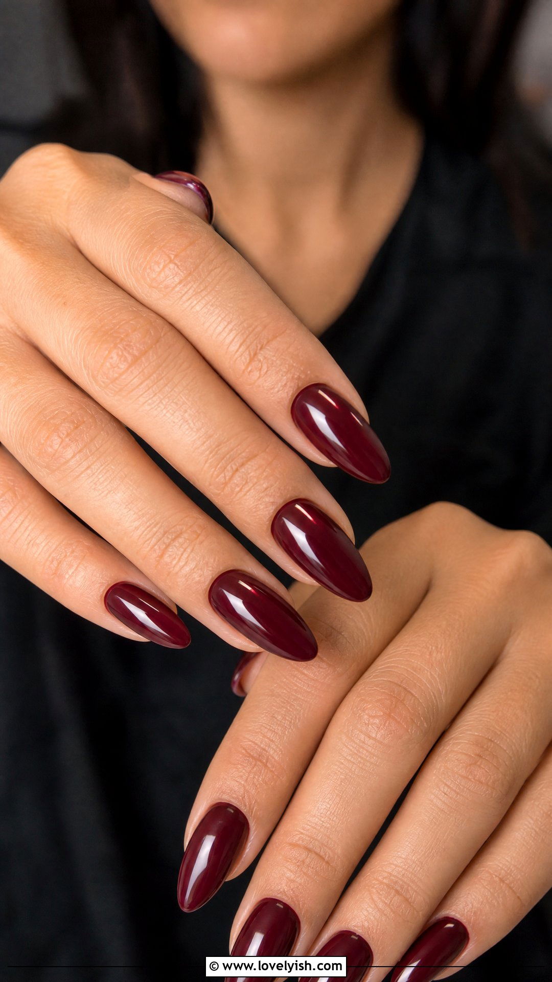 Burgundy Red Almond Nails - 25 almond nail designs - 25 almond nail designs