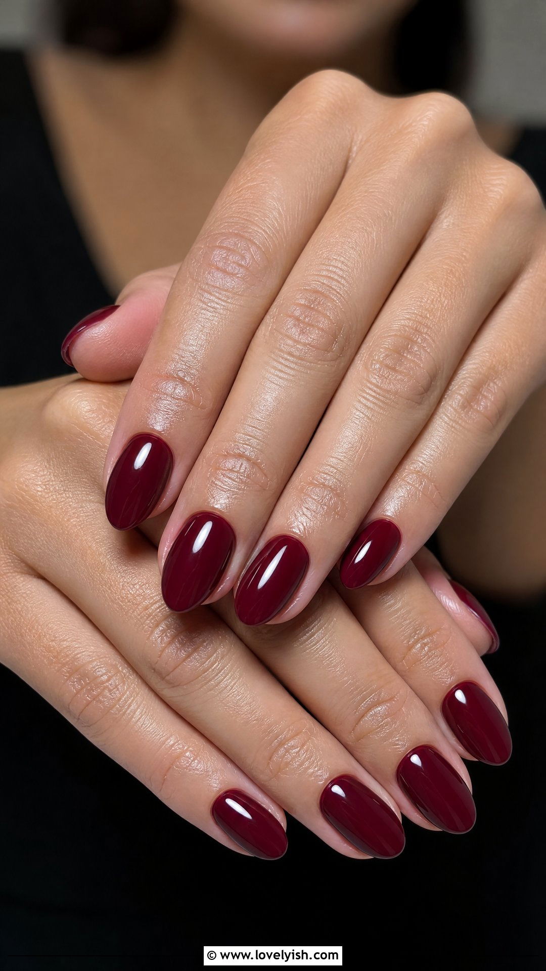 Burgundy Solid Nails - 41 nail design simple - 41 nail design simple