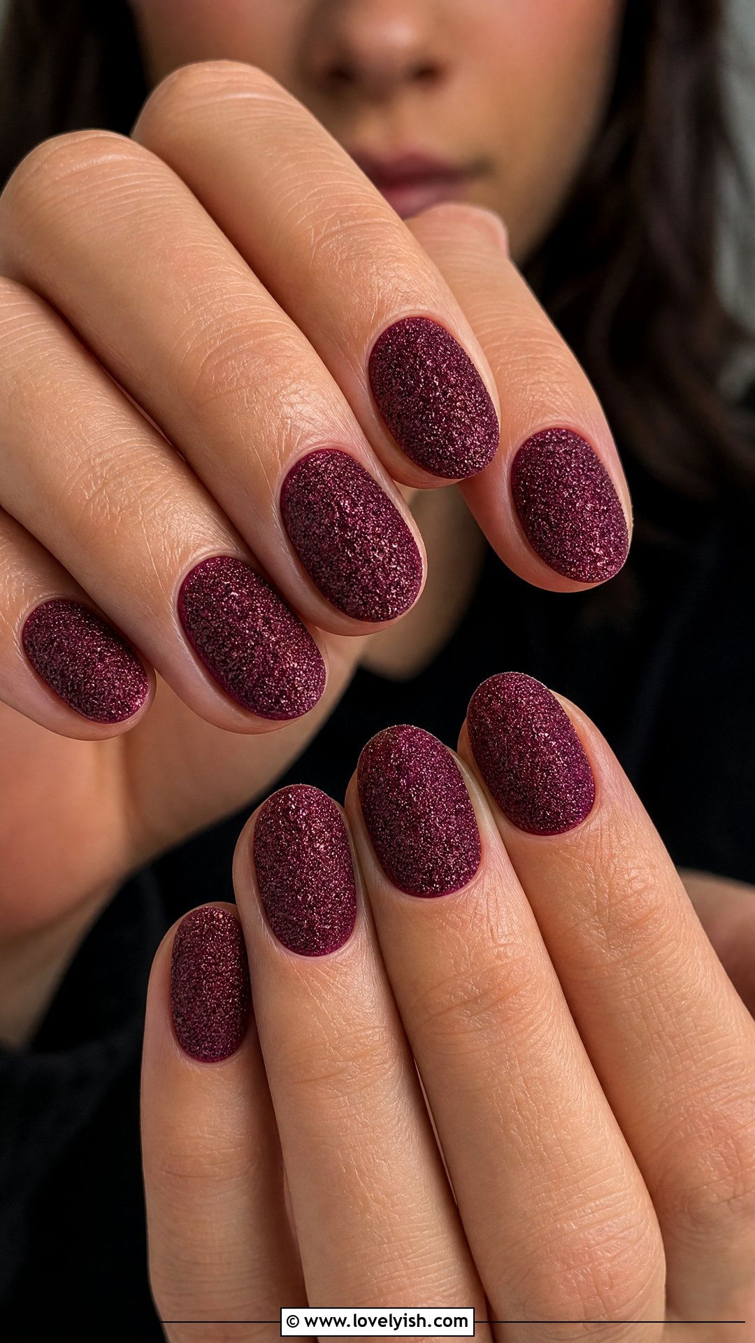 Burgundy Sugar Textured Nails - 50 dark red nails - 50 dark red nails