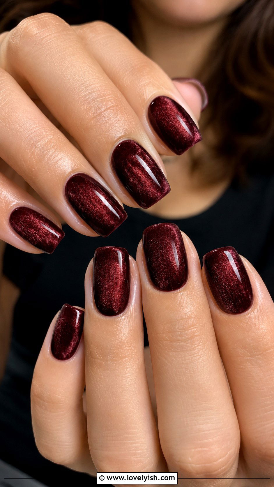 Burgundy Velvet Birthday Nails - 50 birthday nails - 50 birthday nails
