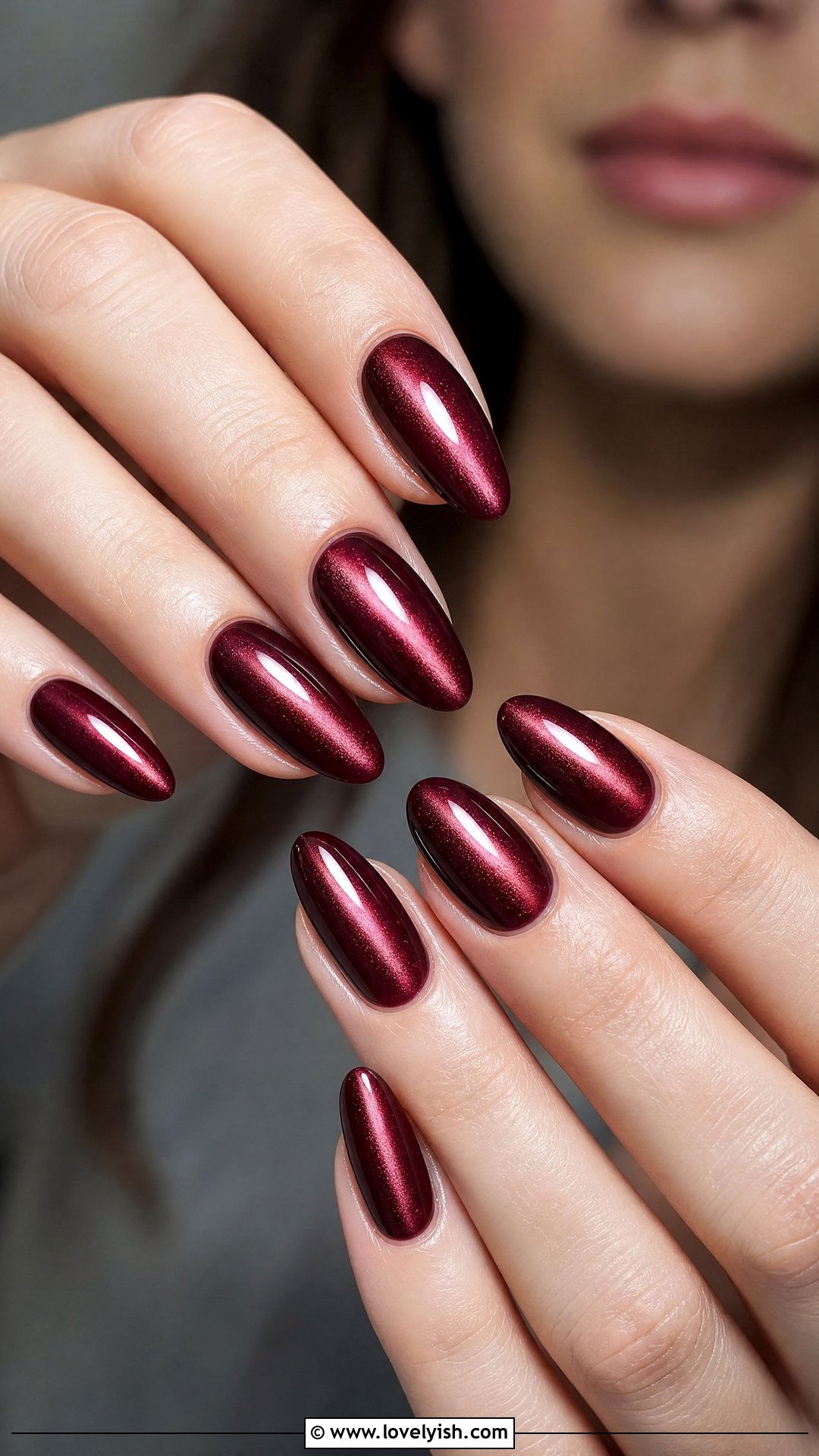 Burgundy Velvet Cat Eye Nails - 50 medium nails - 50 medium nails