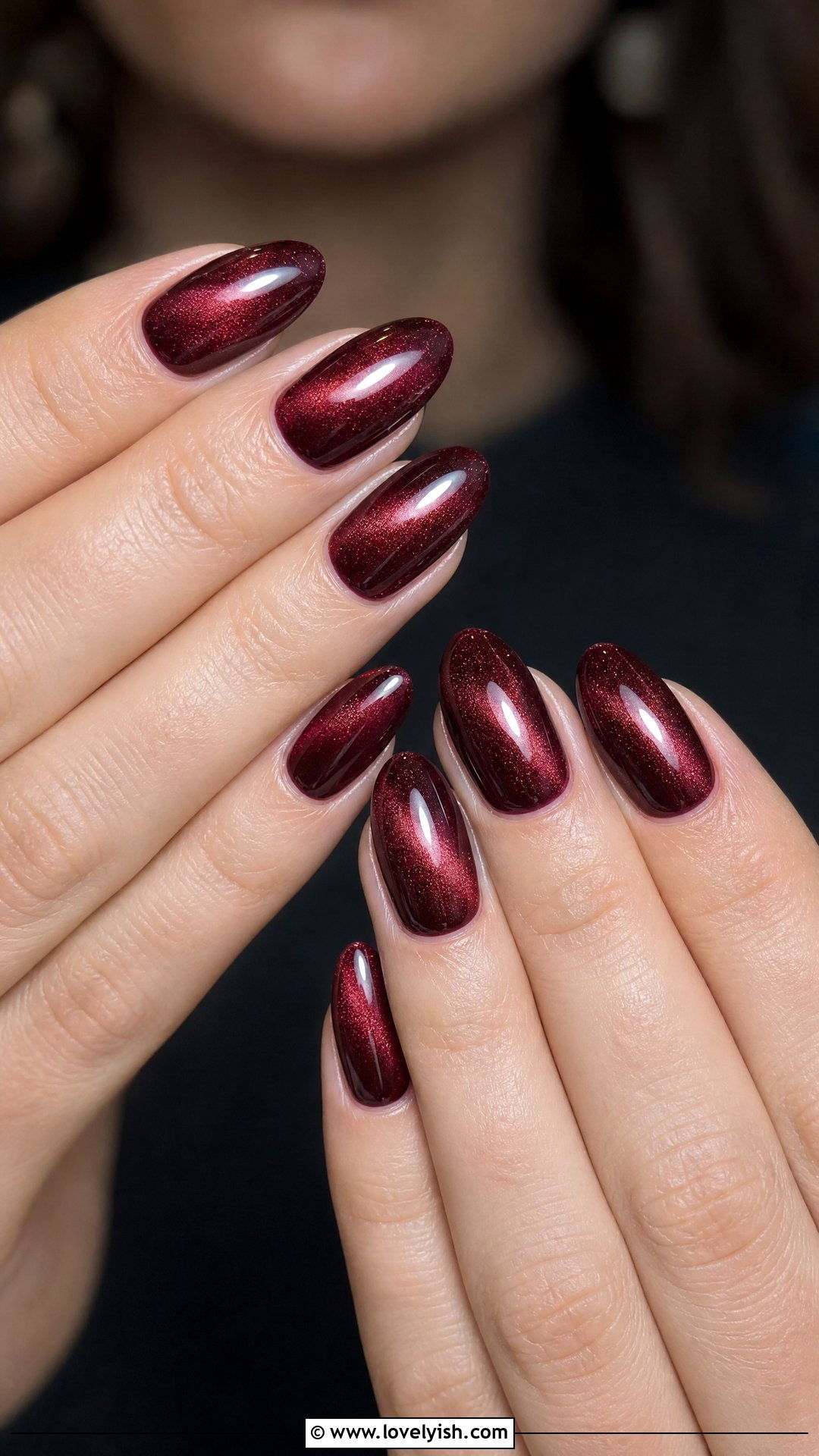 Burgundy Velvet Nails - 50 dark nail designs - 50 dark nail designs