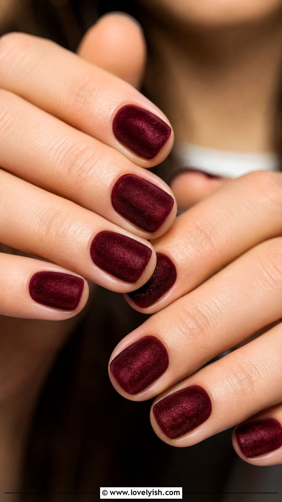 Burgundy Velvet Short Nails - 25 short nails design ideas - 25 short nails design ideas