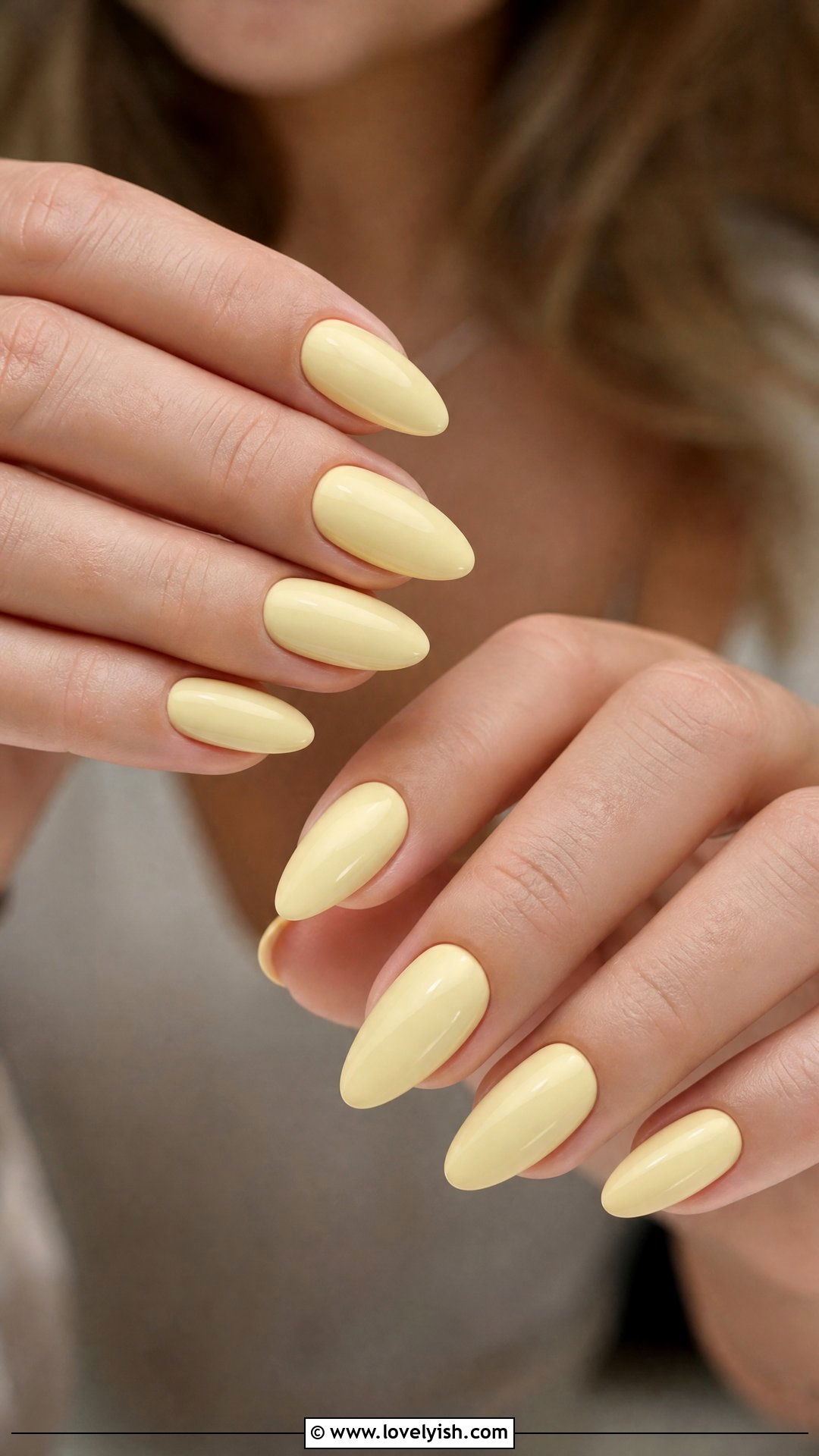 Butter Yellow Almond Nails - 50 cute spring nail designs - 50 cute spring nail designs