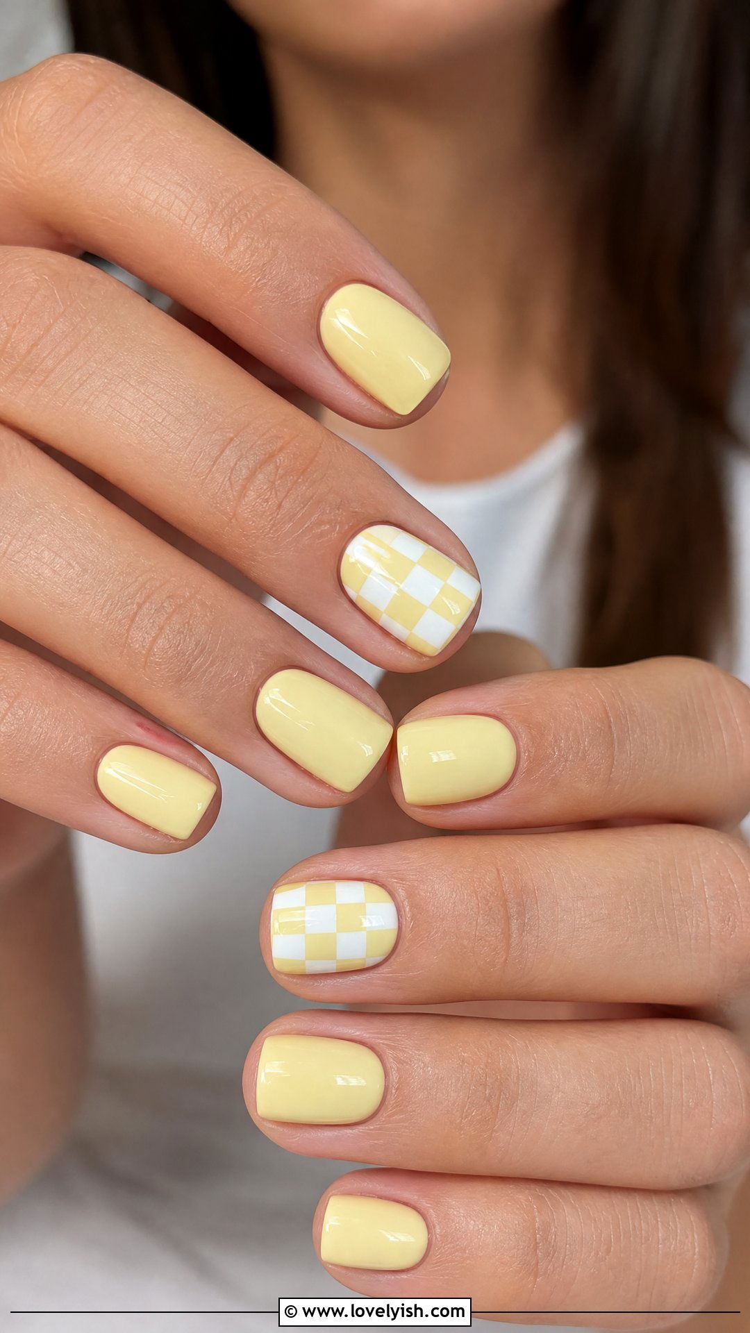Butter Yellow Checkered Nails - 50 butter yellow nails - 50 butter yellow nails