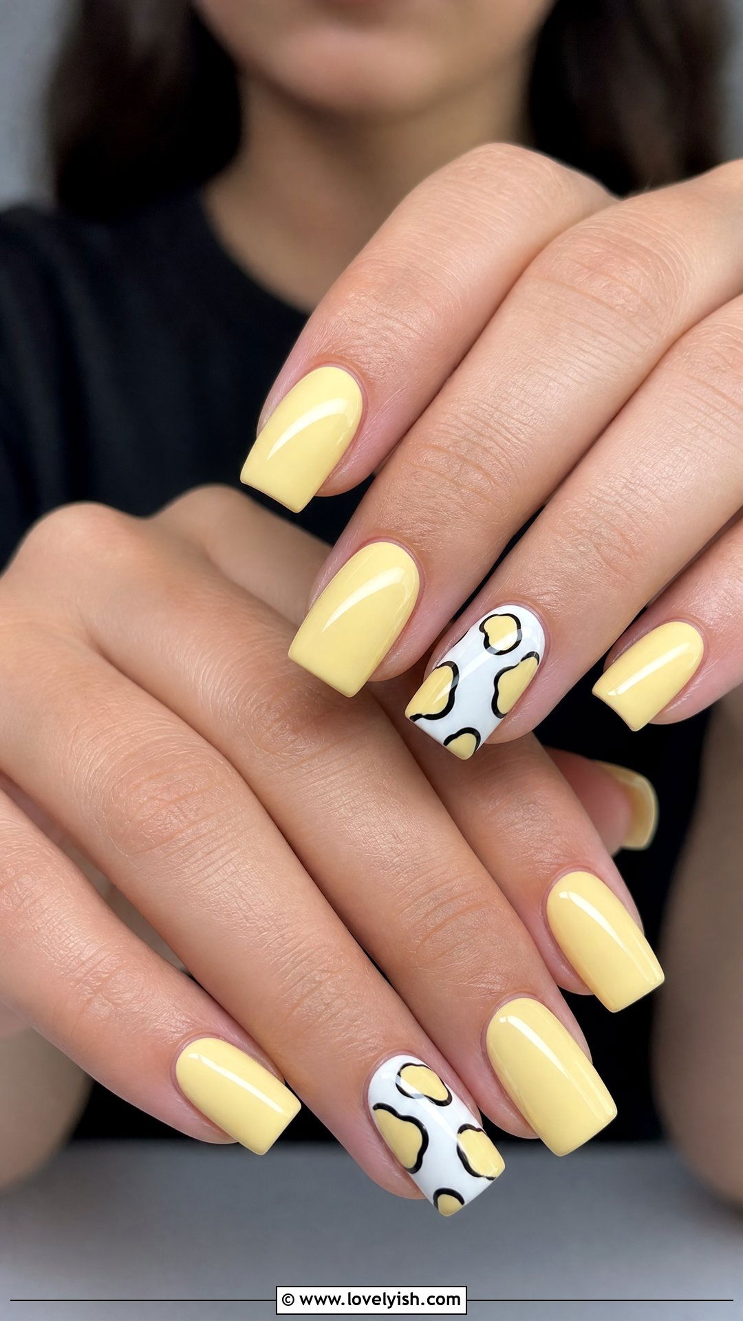 Butter Yellow Cow Print Nails - 50 butter yellow nails - 50 butter yellow nails