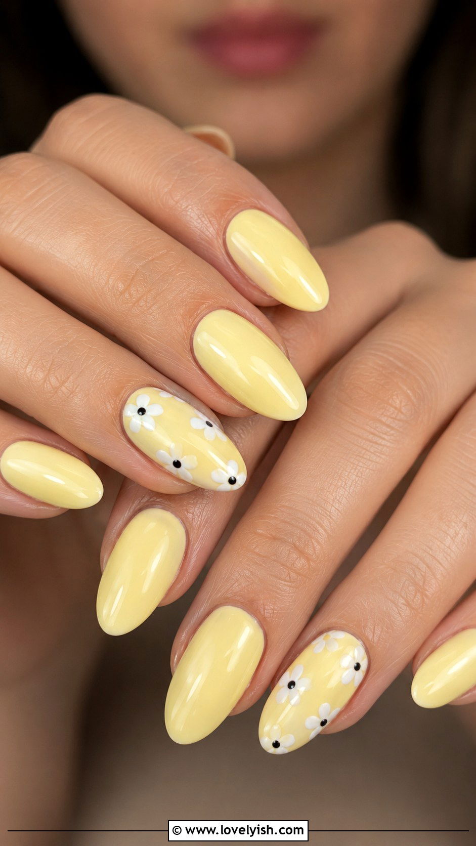 Butter Yellow Floral Nails - 50 april nail designs - 50 april nail designs