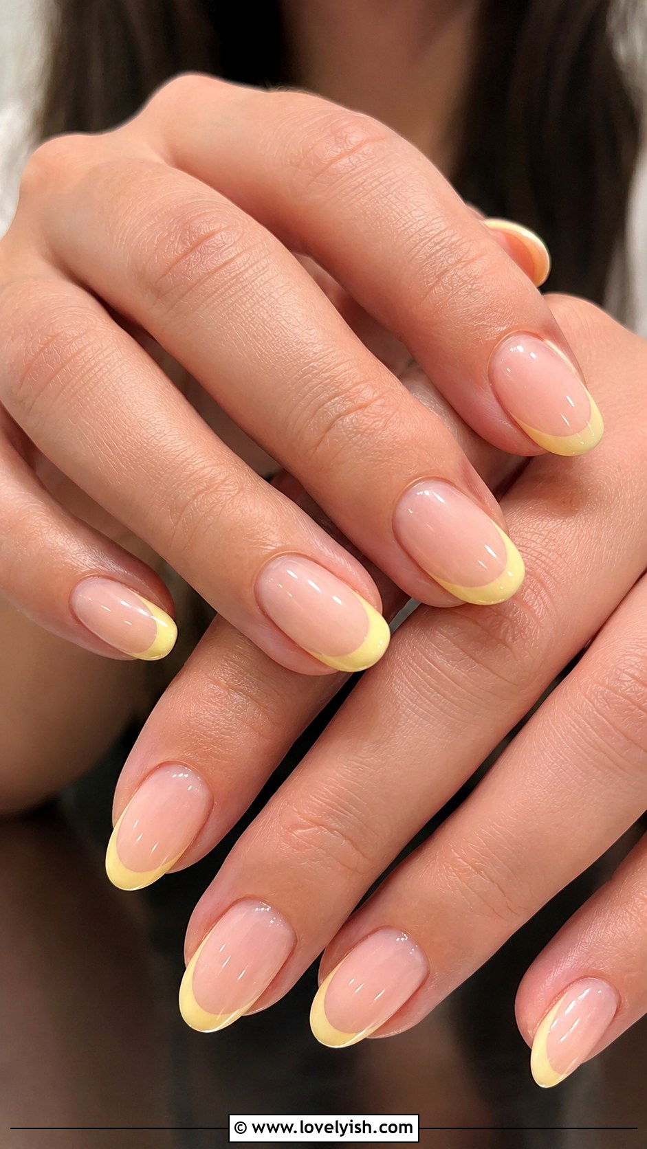 Butter Yellow French Tip Nails - 42 french nail designs - 42 french nail designs