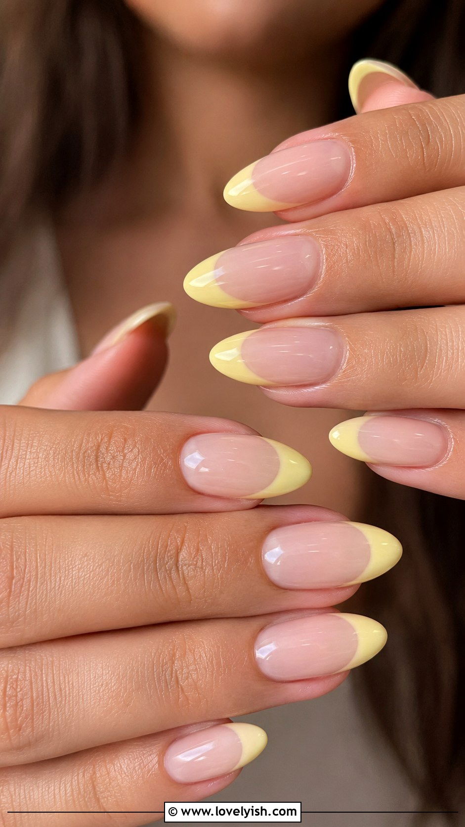Butter Yellow French Tip Nails - 43 summer nail designs - 43 summer nail designs
